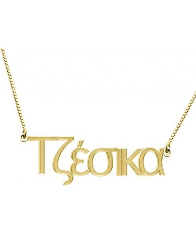 Personalized 925 Sterling Silver Greek Font Nameplate Necklace Greece Alphabet Letter Custom Made Name Jewelry Gold $20.88 Ne...