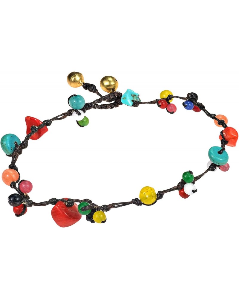 Rainbow Treasure Multi Stone Jingle Belle Cotton Wax Rope Anklet $7.08 Anklets