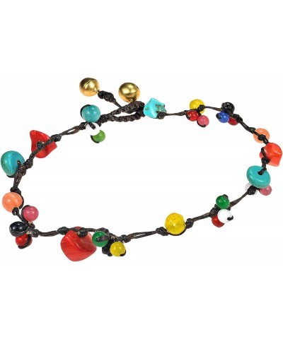 Rainbow Treasure Multi Stone Jingle Belle Cotton Wax Rope Anklet $7.08 Anklets