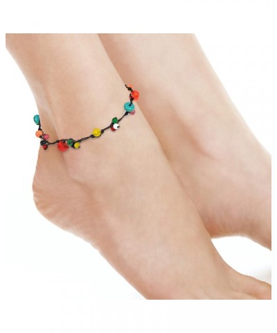 Rainbow Treasure Multi Stone Jingle Belle Cotton Wax Rope Anklet $7.08 Anklets