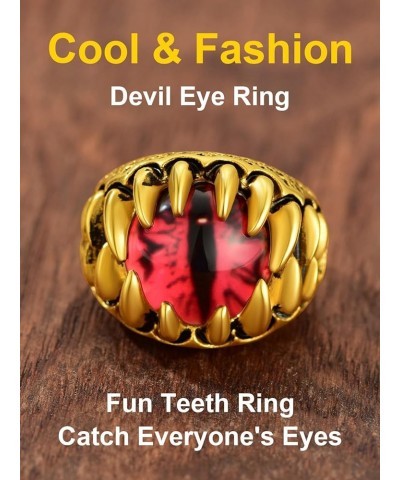 Men Evil Eye Ring Biker Punk Rings, Dragon Claw Ring With Gemstone, Can Engrave, Stainless Steel/Gold Plated/Black-Send Gift ...