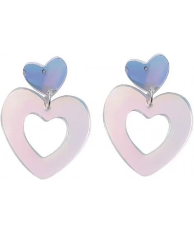 Mirror Laser Lover Heart Earrings for Women Girls Colorful Arylic Pink Heart Shaped Earrings Party Exaggerated Outfit Accesso...