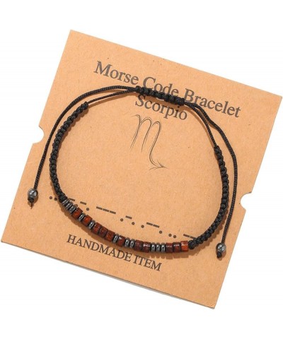 12 Constellations Morse Code Beaded Stone Wrap Strand Rope Adjustable Bracelets for Women Men Funny Birthday Gifts Best Frien...