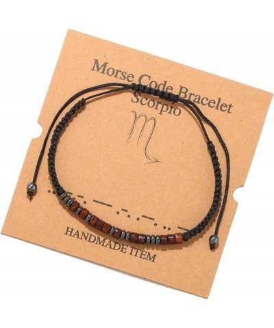 12 Constellations Morse Code Beaded Stone Wrap Strand Rope Adjustable Bracelets for Women Men Funny Birthday Gifts Best Frien...