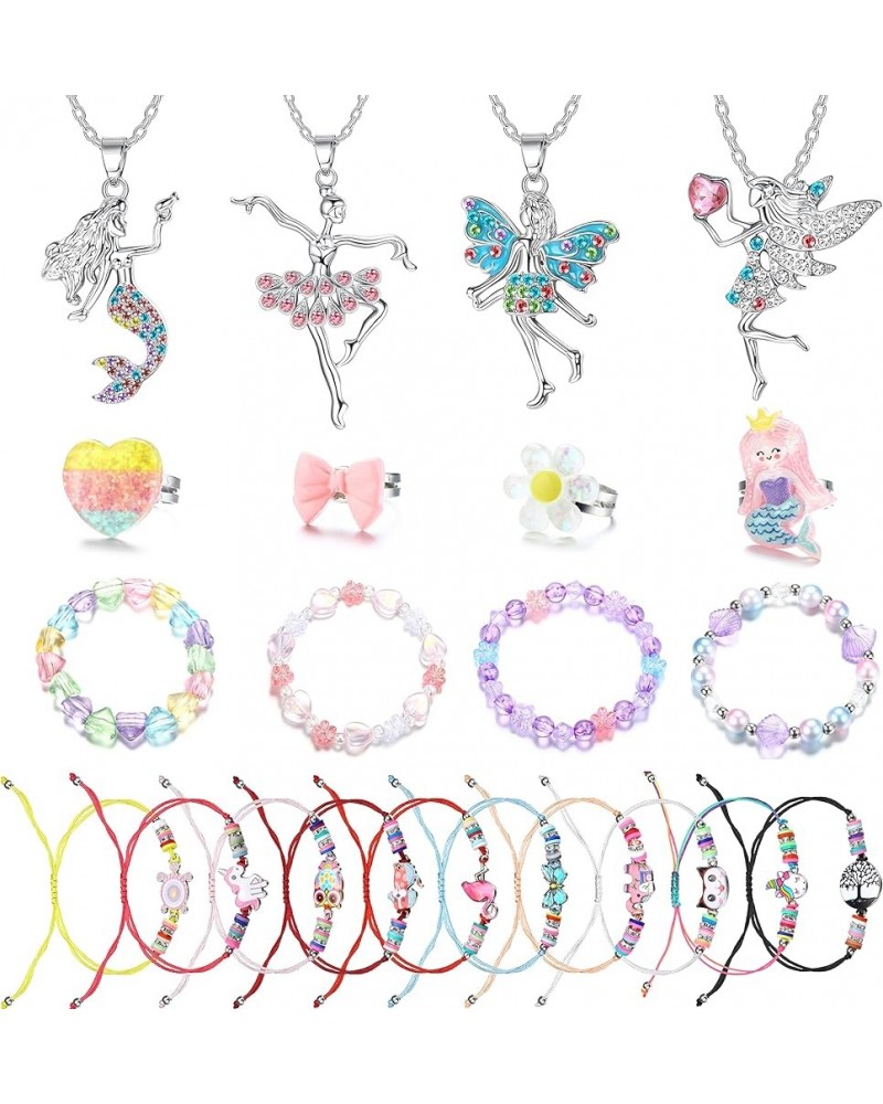 22Pcs Cute Necklaces Bracelets and Rings Set for Women Teens Unicorn Mermaid Fairy Flower Heart Necklace Bracelet Ring Set Je...