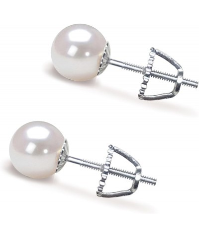 5-10mm Japanese Akoya Cultured Pearl Earrings Stud for Women AAA White Earrings Sterling Silver Setting - 5.0 Millimeters Whi...