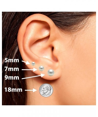 5-10mm Japanese Akoya Cultured Pearl Earrings Stud for Women AAA White Earrings Sterling Silver Setting - 5.0 Millimeters Whi...