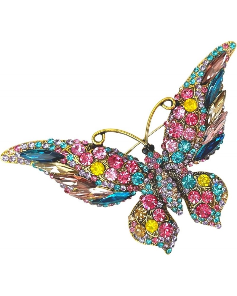 Large Crystal Rhinestone Butterfly Brooch Elegant Lapel Pins Dress Accessories Jewelry Gift For Women Girls… Muti $7.83 Brooc...