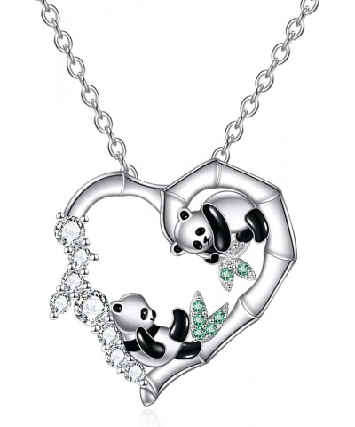 Panda/Frog/Highland Cow/Cow/Corgi Women's Sterling Silver Necklace, Heart Shape Pendant Jewelry for Mother, Hypoallergenic Lo...