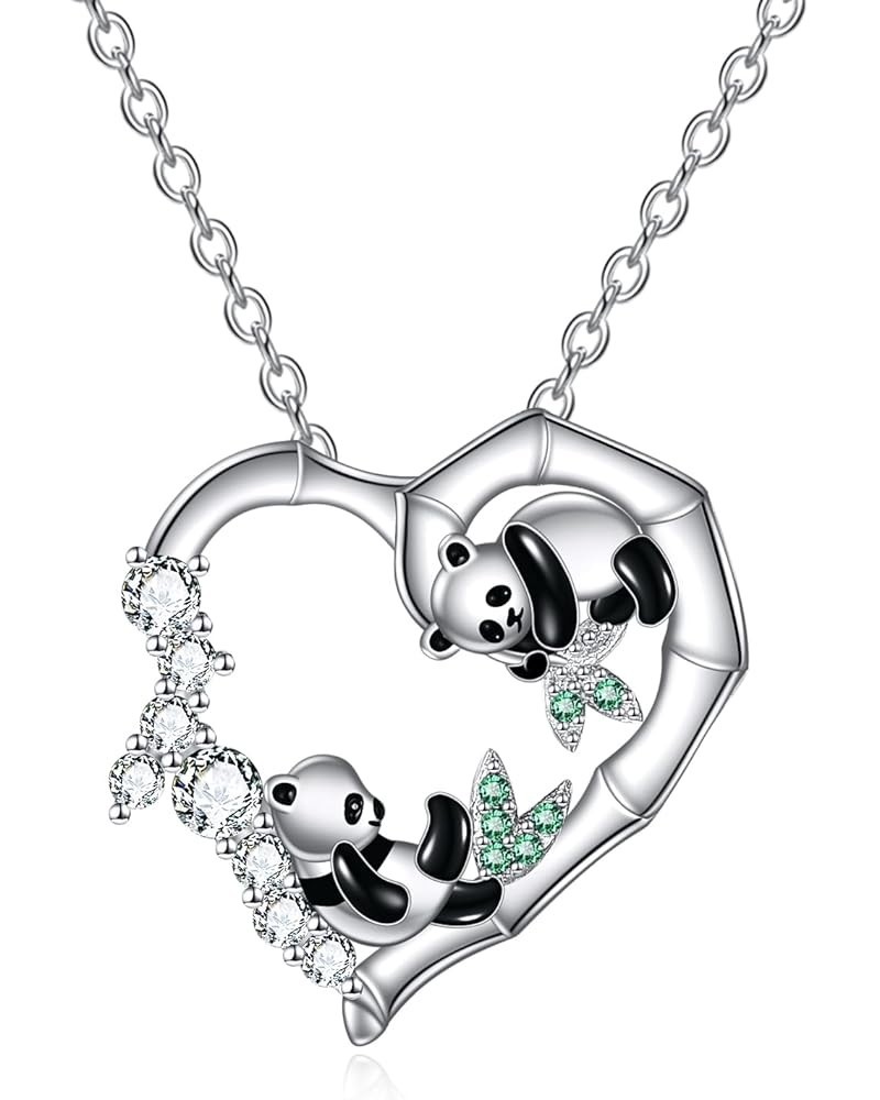 Panda/Frog/Highland Cow/Cow/Corgi Women's Sterling Silver Necklace, Heart Shape Pendant Jewelry for Mother, Hypoallergenic Lo...