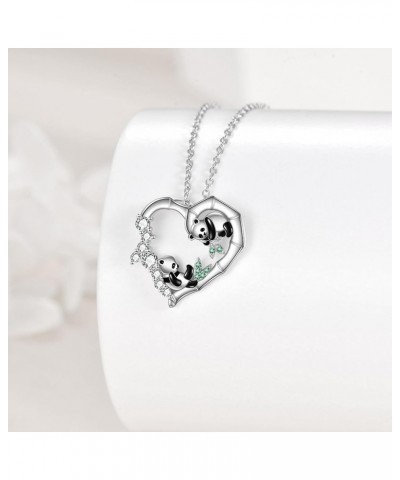 Panda/Frog/Highland Cow/Cow/Corgi Women's Sterling Silver Necklace, Heart Shape Pendant Jewelry for Mother, Hypoallergenic Lo...