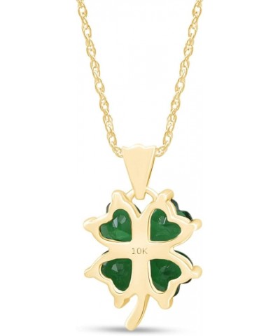 Jewel Zone US 10K Solid Gold Simulated Green Emerald Four-Leaf Clover Pendant Necklace, 18 Yellow Gold $120.83 Necklaces