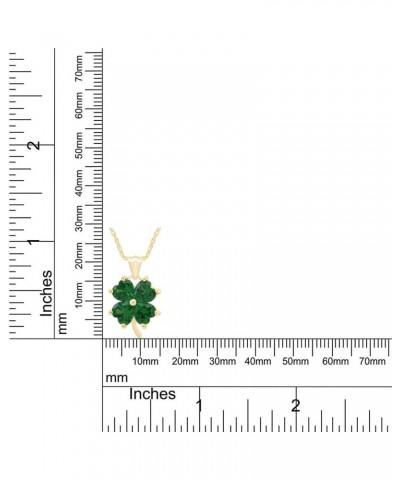 Jewel Zone US 10K Solid Gold Simulated Green Emerald Four-Leaf Clover Pendant Necklace, 18 Yellow Gold $120.83 Necklaces