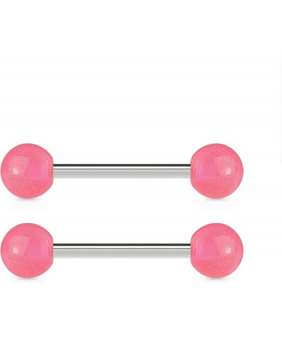 14G Stainless Steel Glow In The Dark Nipple & Tongue Rings Barbells,16mm (Sold as a Pair) Pink $8.39 Body Jewelry