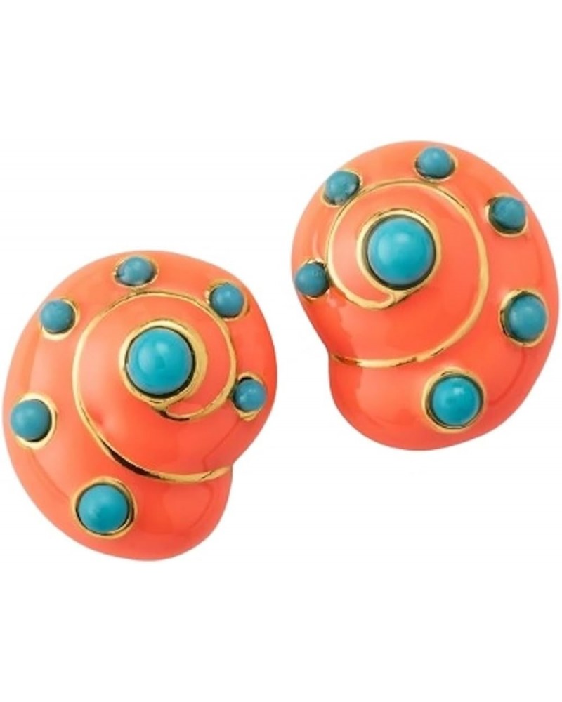 Coral Branch and Snail Shape Clip Earrings with Pearl & Crystal Coral with Dots $40.85 Earrings