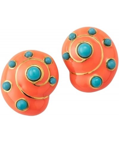 Coral Branch and Snail Shape Clip Earrings with Pearl & Crystal Coral with Dots $40.85 Earrings