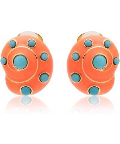 Coral Branch and Snail Shape Clip Earrings with Pearl & Crystal Coral with Dots $40.85 Earrings