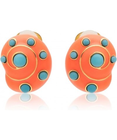 Coral Branch and Snail Shape Clip Earrings with Pearl & Crystal Coral with Dots $40.85 Earrings