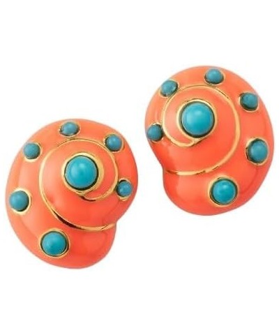 Coral Branch and Snail Shape Clip Earrings with Pearl & Crystal Coral with Dots $40.85 Earrings