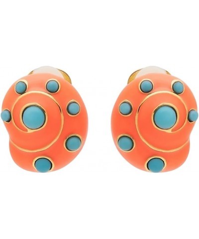 Coral Branch and Snail Shape Clip Earrings with Pearl & Crystal Coral with Dots $40.85 Earrings