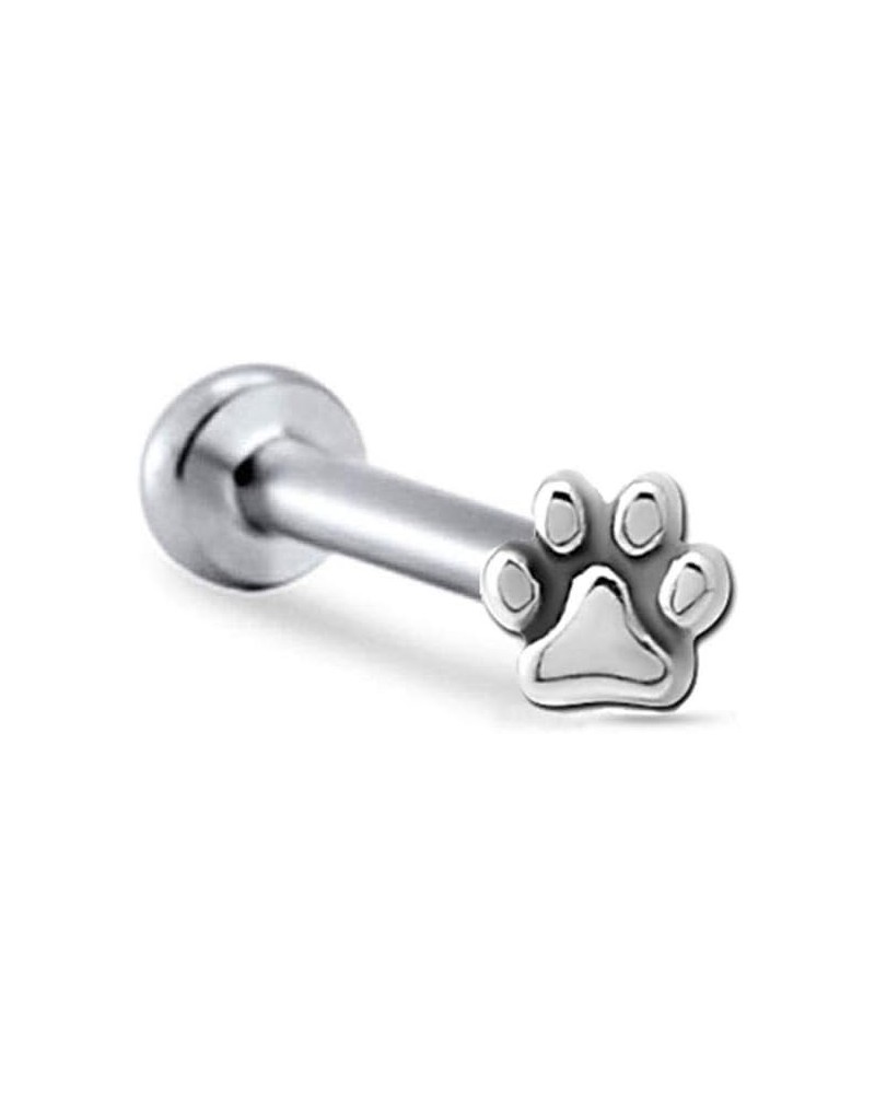 316L Surgical Steel Labret Monroe Nose Stud Paw Print Design Choose Your Size 18G 16G 18G-1/8" Post $11.50 Body Jewelry