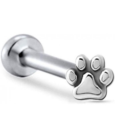 316L Surgical Steel Labret Monroe Nose Stud Paw Print Design Choose Your Size 18G 16G 18G-1/8" Post $11.50 Body Jewelry