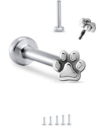 316L Surgical Steel Labret Monroe Nose Stud Paw Print Design Choose Your Size 18G 16G 18G-1/8" Post $11.50 Body Jewelry