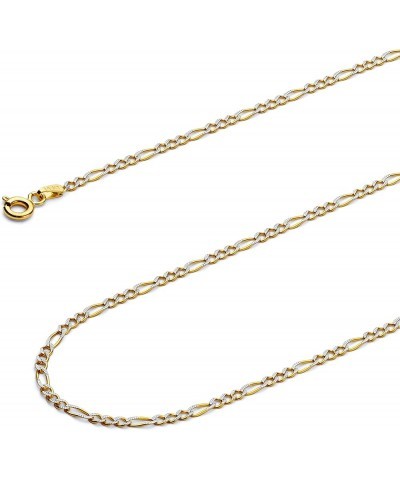 14K Solid Gold Figaro Chains (Select Options) 24 Inches White And Yellow Gold $274.88 Necklaces