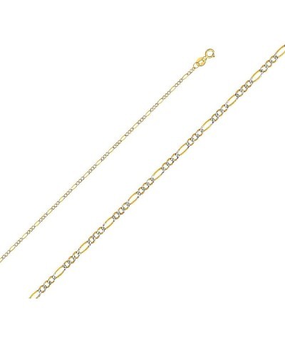 14K Solid Gold Figaro Chains (Select Options) 24 Inches White And Yellow Gold $274.88 Necklaces