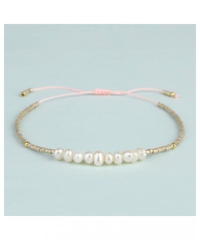 Women Pearls Bracelets Handmade Friendship Charm Bracelet Boho Thin Strand Bracelets Light Gold 11D $11.32 Bracelets