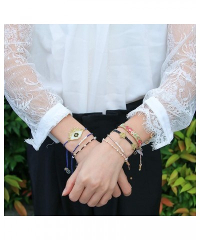 Women Pearls Bracelets Handmade Friendship Charm Bracelet Boho Thin Strand Bracelets Light Gold 11D $11.32 Bracelets