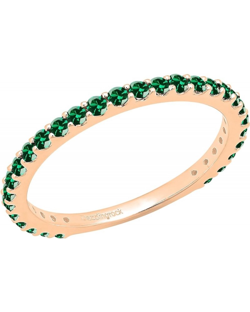 Round Lab Created Emerald Eternity Style Wedding Band for Women in 10K Gold 8.5 Rose Gold $84.99 Rings