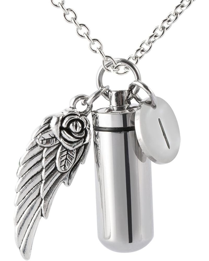 Pill Shaped Container Vial Locket Cylinder Cremation Keepsake Jewelry Initial Letter Ashes Urn Pendant I $9.00 Necklaces