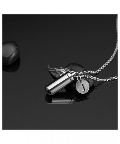 Pill Shaped Container Vial Locket Cylinder Cremation Keepsake Jewelry Initial Letter Ashes Urn Pendant I $9.00 Necklaces