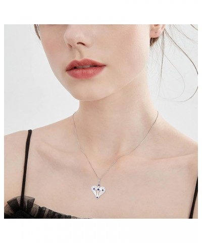 Cross Necklace 925 Sterling Silver Heart Angel Wings Pendant Necklace for Women 09-Sapphire-Sept-Silver $33.54 Necklaces