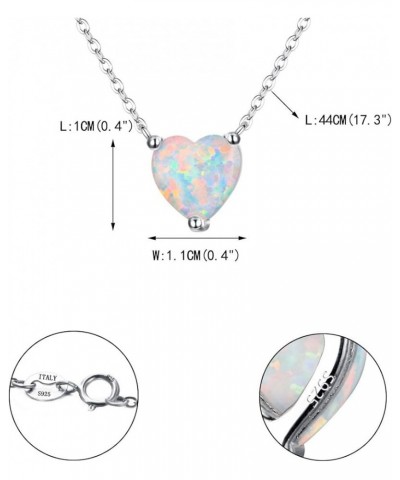 925 Sterling Silver Choker Necklace Dainty Tiny Opal Round/Heart Pendant Necklace Jewelry Gift for Women White Heart $15.92 N...