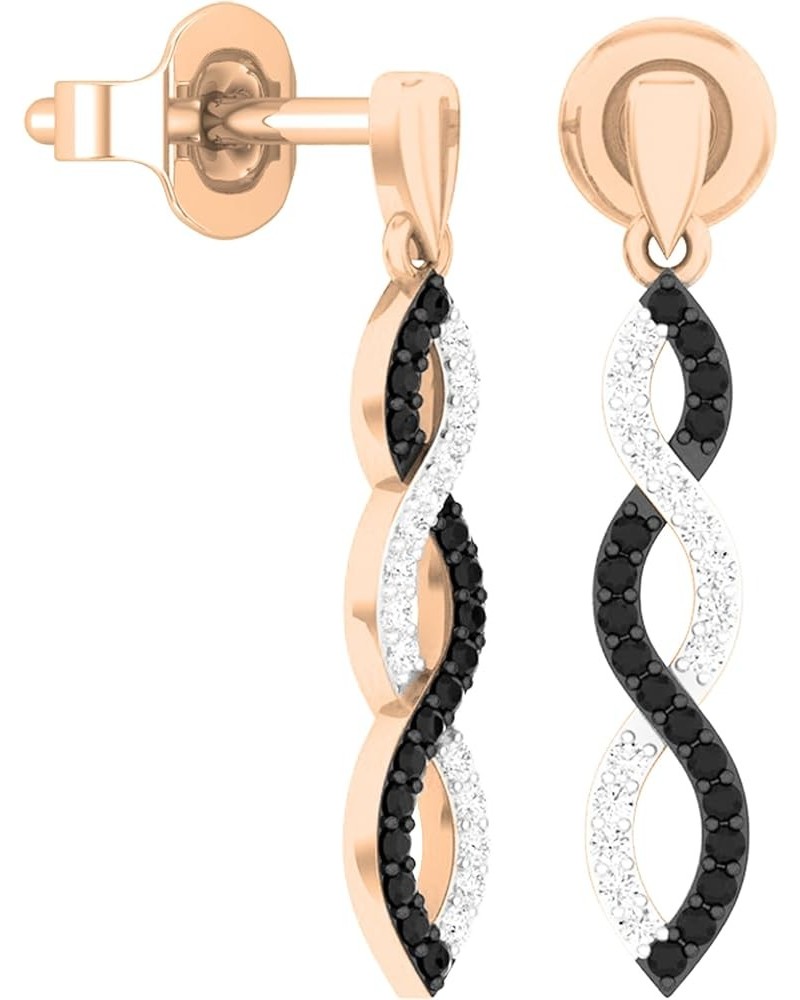 0.20 Carat (ctw) Round Black & White Diamond Swirl Dangle Earrings for Women in Gold 14K - Metal Stamp Push Back Rose Gold $8...