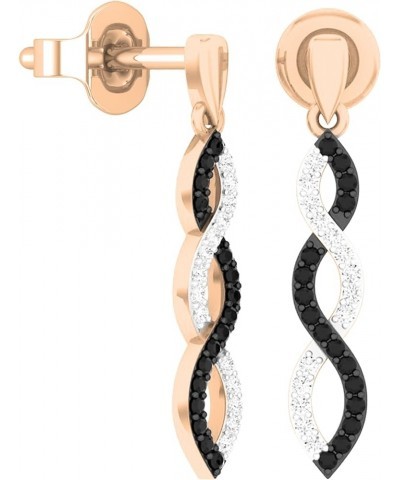 0.20 Carat (ctw) Round Black & White Diamond Swirl Dangle Earrings for Women in Gold 14K - Metal Stamp Push Back Rose Gold $8...