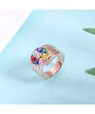 Personalized Birthstone Rings For Women 925 Sterling Silver Custom Name Ring Grandma Mothers Day Birthday Gifts Style 7 $25.0...