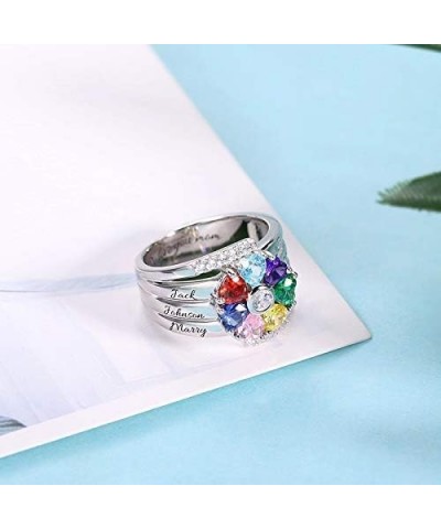 Personalized Birthstone Rings For Women 925 Sterling Silver Custom Name Ring Grandma Mothers Day Birthday Gifts Style 7 $25.0...