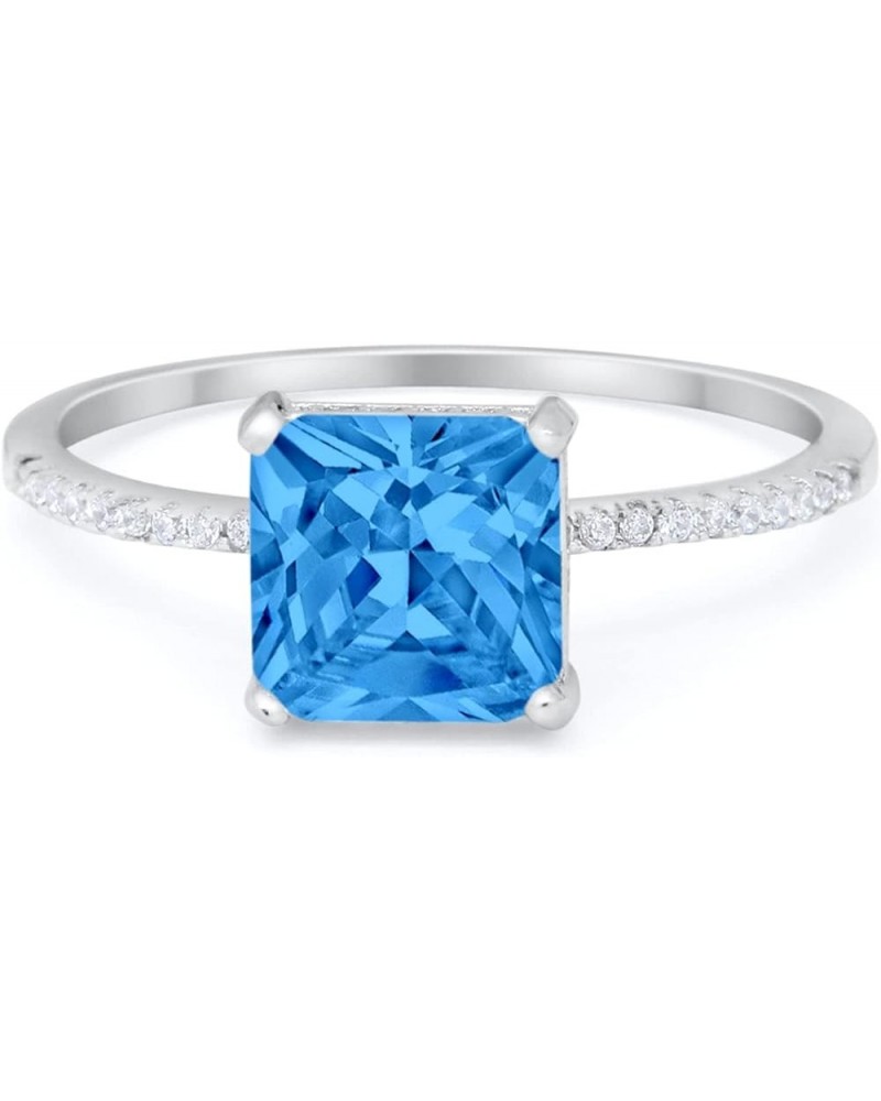 Cushion Cut Art Deco Wedding Engagement Bridal Ring Round Cubic Zirconia 925 Sterling Silver Simulated Blue Topaz CZ $12.76 R...