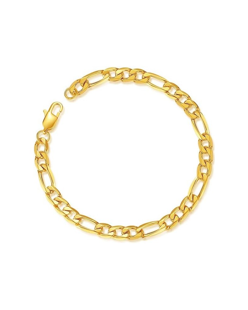 Stainless Steel Men Sturdy Figaro Chain Bracelet, 6/8/9mm Width, 7.48/8.27inch Length, Classic Punk Jewelry 18k Gold Plated F...