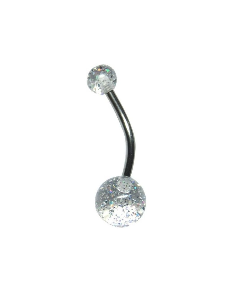 14g Custom Length Clear Glitter Belly Button Ring 1/4" to 1 14mm (9/16 in.) $8.29 Body Jewelry