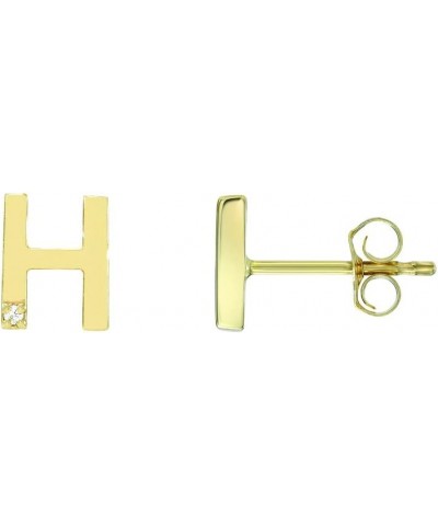 14K Yellow Gold and 0.005 ct SI 2-1 GH Diamond Initial Letter Stud Earring H $36.27 Earrings