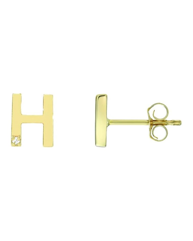 14K Yellow Gold and 0.005 ct SI 2-1 GH Diamond Initial Letter Stud Earring H $36.27 Earrings