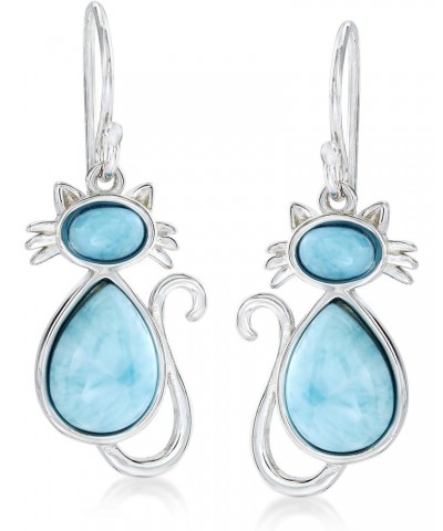 Larimar Cat Drop Earrings in Sterling Silver $41.16 Earrings