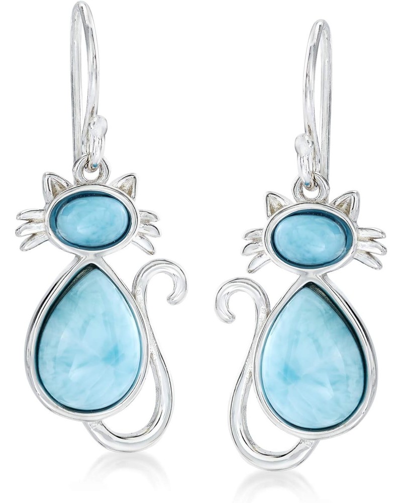 Larimar Cat Drop Earrings in Sterling Silver $41.16 Earrings