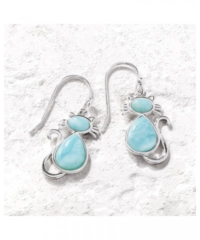 Larimar Cat Drop Earrings in Sterling Silver $41.16 Earrings