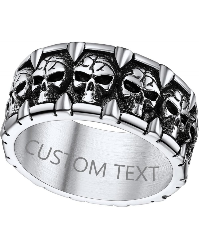 Can Engrave Men Skull Rings, Stainless Steel Statement Biker Rings, Gold Plated/Black-Send Gift Box Engrave-stainless $12.38 ...