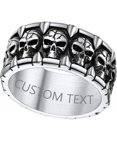 Can Engrave Men Skull Rings, Stainless Steel Statement Biker Rings, Gold Plated/Black-Send Gift Box Engrave-stainless $12.38 ...